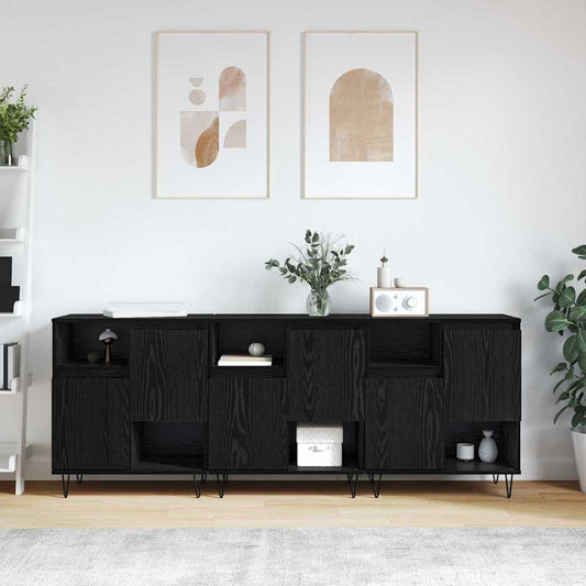 Sideboards 3 pcs Rovere nero 180 x 35 x 70 cm Legno multistrato - homemem39