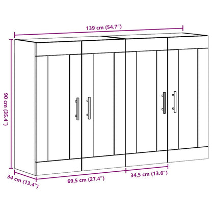 Armadi da Muro 2 pcs Legno vecchio 69,5 x 34 x 90 cm