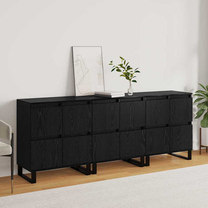 Sideboards 3 pcs Rovere nero 180 x 35 x 70 cm Legno multistrato - homemem39