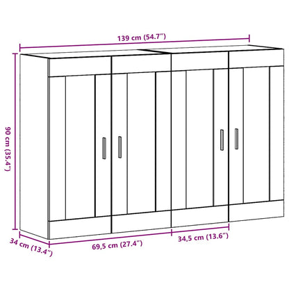 Armadi da Muro 2 pcs Legno vecchio 69,5 x 34 x 90 cm