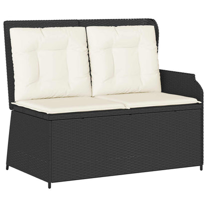 Panchina da giardino con cuscino Nero e Bianco Crema polyrattan