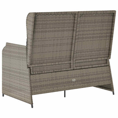 Panchina da giardino con cuscino Grigio polyrattan