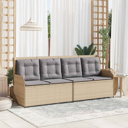 Panchina da giardino con cuscino Beige e grigio polyrattan