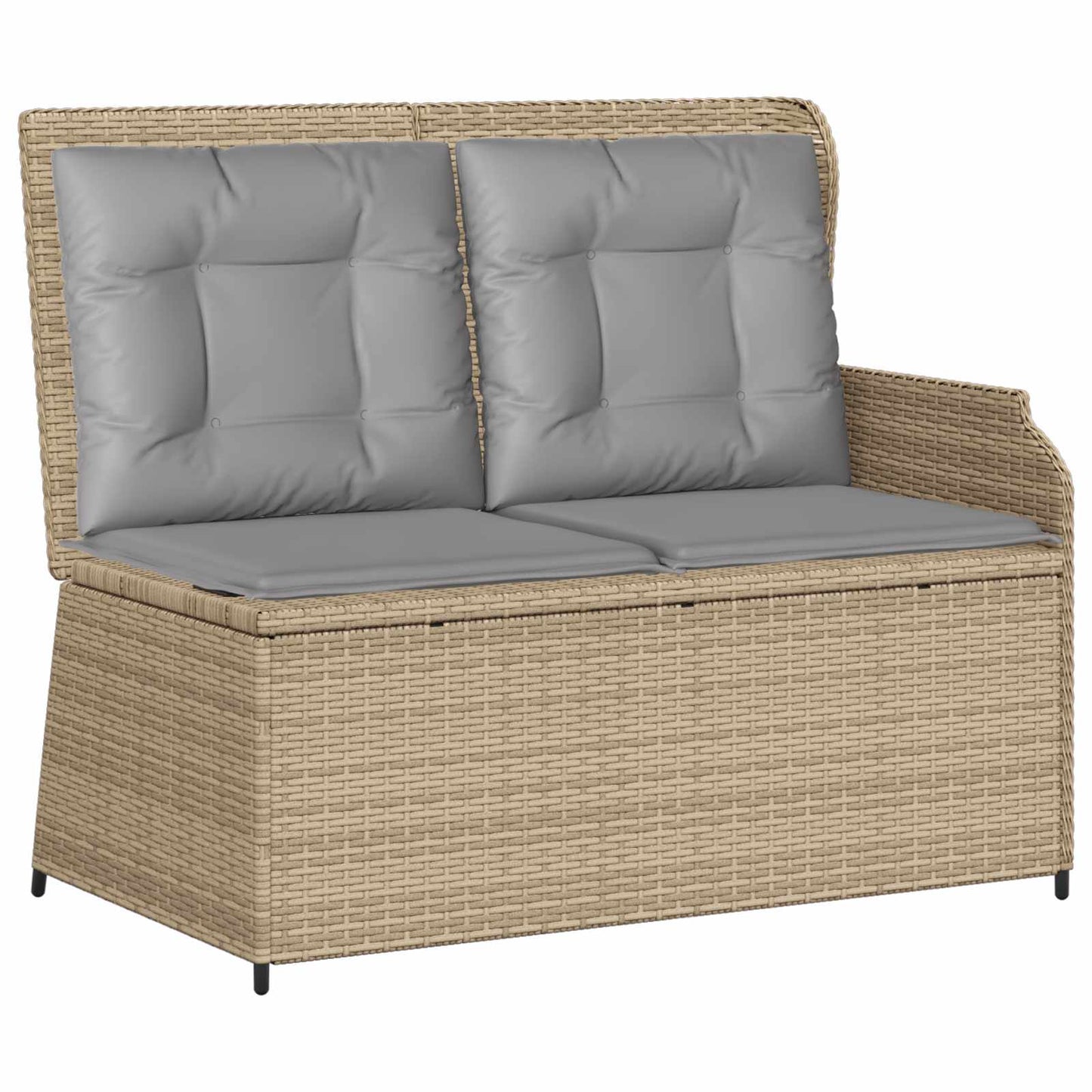 Panchina da giardino con cuscino Beige e grigio polyrattan