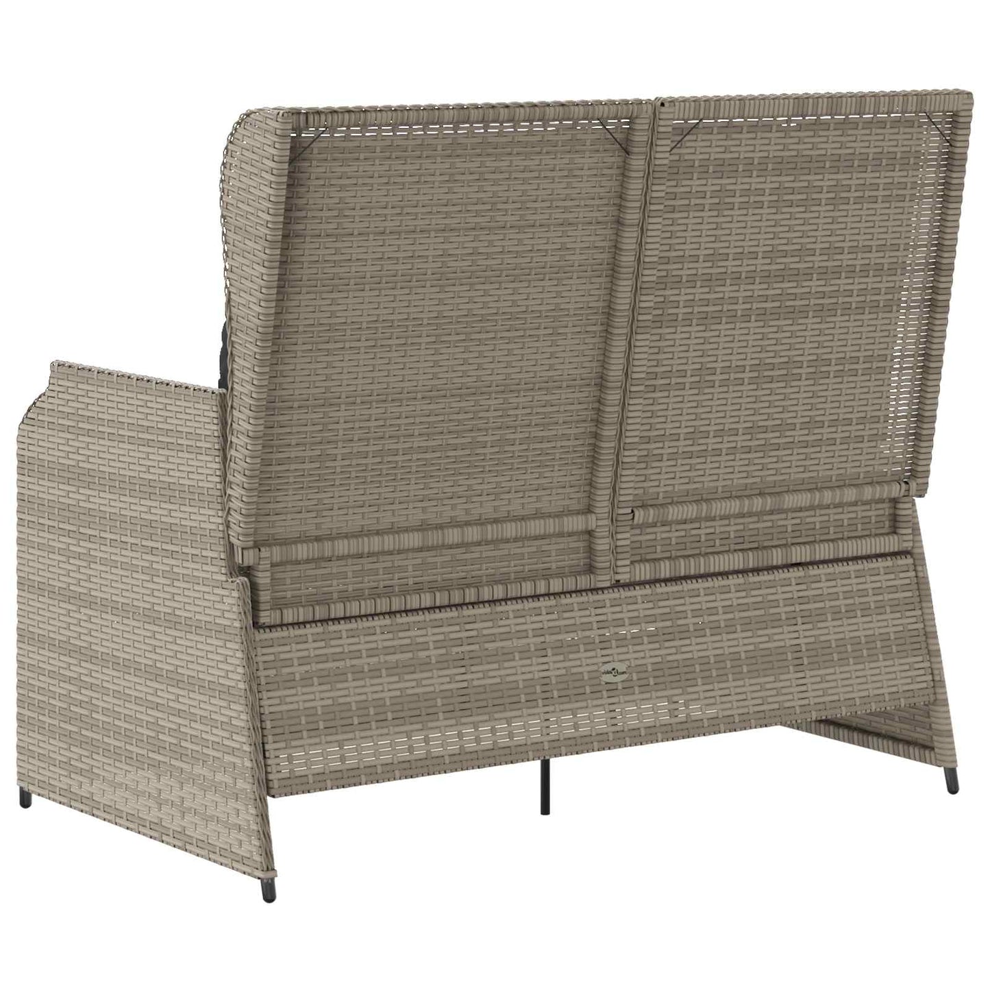Panchina da giardino con cuscino Grigio chiaro polyrattan