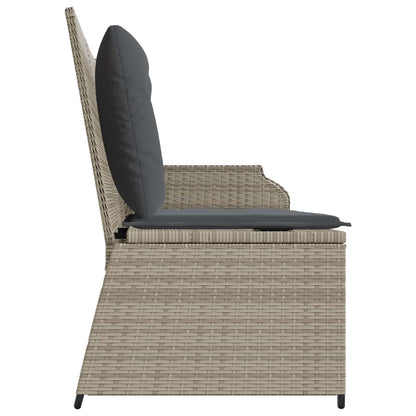 Panchina da giardino con cuscino Grigio chiaro polyrattan