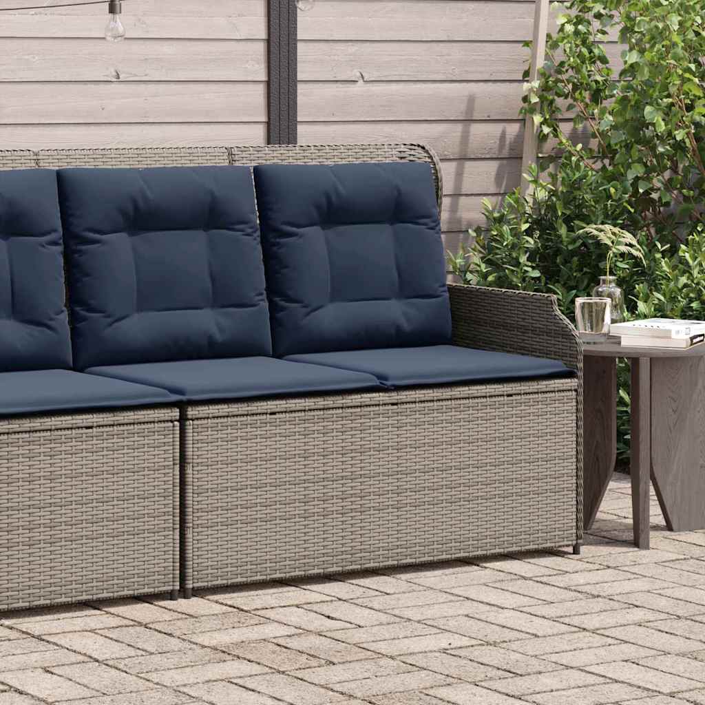 Panchina da giardino con cuscino Grigio e Blu Navy polyrattan | homemem39