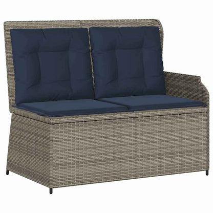 Panchina da giardino con cuscino Grigio e Blu Navy polyrattan | homemem39