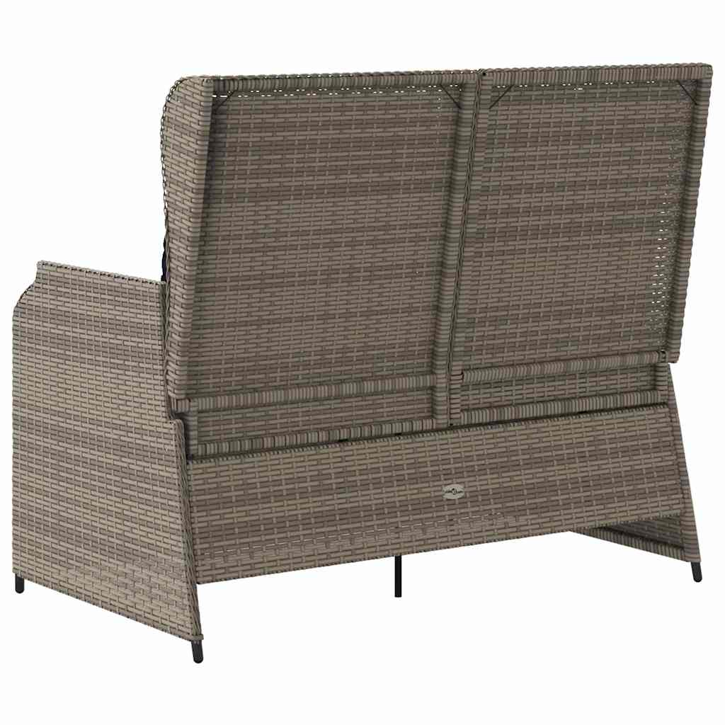 Panchina da giardino con cuscino Grigio e Blu Navy polyrattan | homemem39