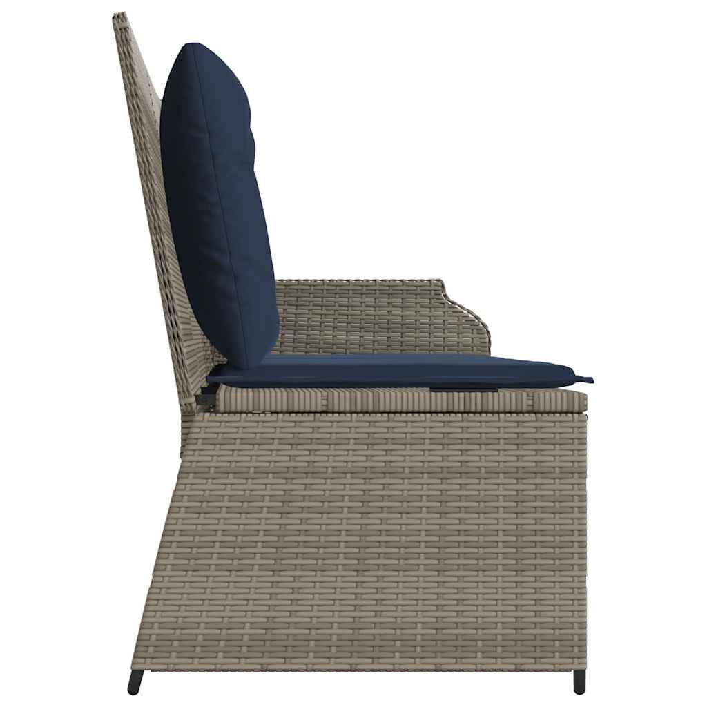 Panchina da giardino con cuscino Grigio e Blu Navy polyrattan | homemem39