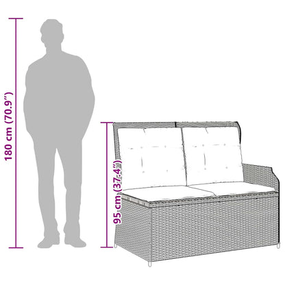 Panchina da giardino con cuscino Grigio e Blu Navy polyrattan | homemem39
