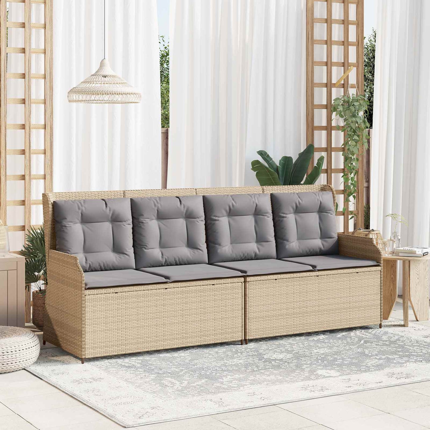 Panchina da giardino Beige polyrattan