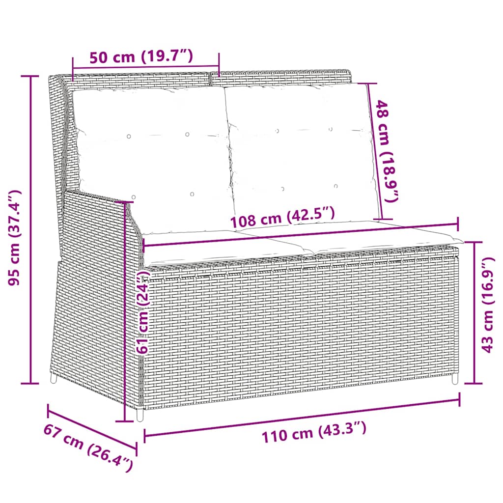 Panchina da giardino Grigio polyrattan | homemem39