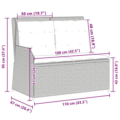 Panchina da giardino Nero polyrattan | homemem39