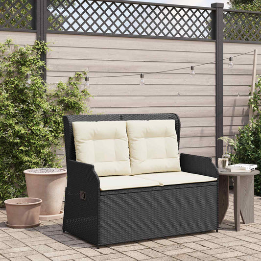 Panchina da giardino Nero polyrattan