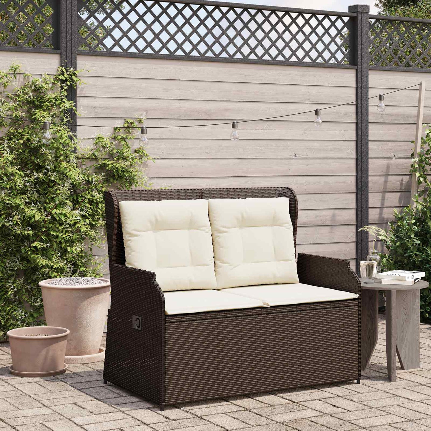 Panchina da giardino Marrone polyrattan