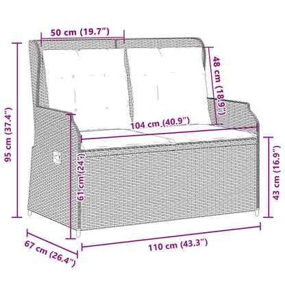 Panchina da giardino Grigio chiaro polyrattan