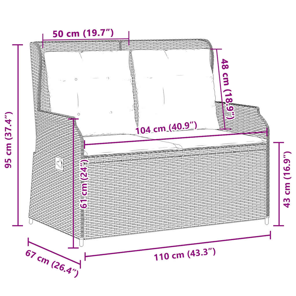 Panchina da giardino Marrone polyrattan | homemem39