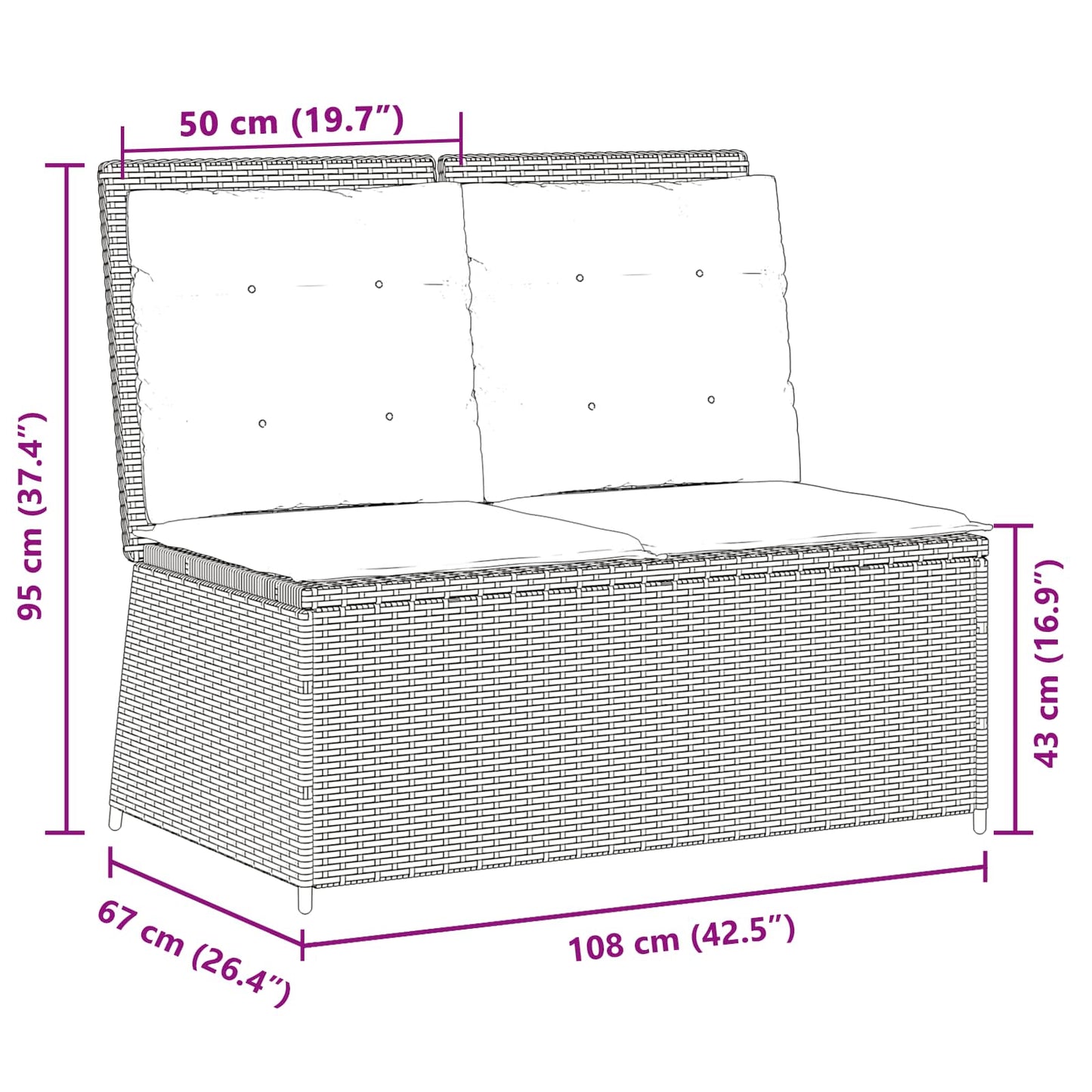 Panchina da giardino Beige polyrattan