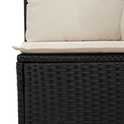 Divano da giardino con cuscino Nero e Bianco Crema polyrattan