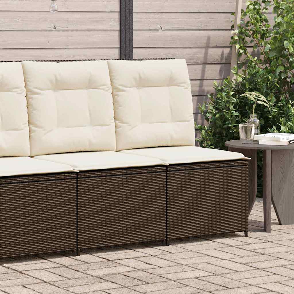 Divano da giardino con cuscino Nero e Bianco Crema polyrattan