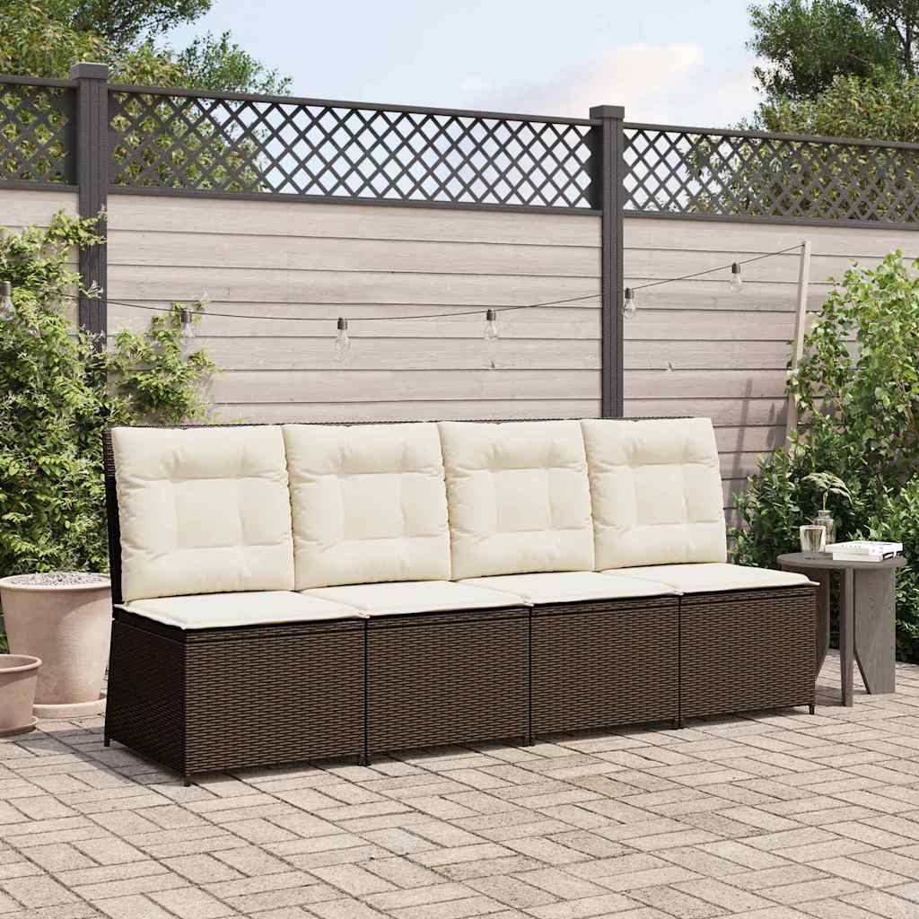 Divano da giardino con cuscino Nero e Bianco Crema polyrattan | homemem39