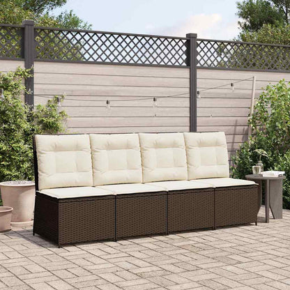 Divano da giardino con cuscino Nero e Bianco Crema polyrattan | homemem39