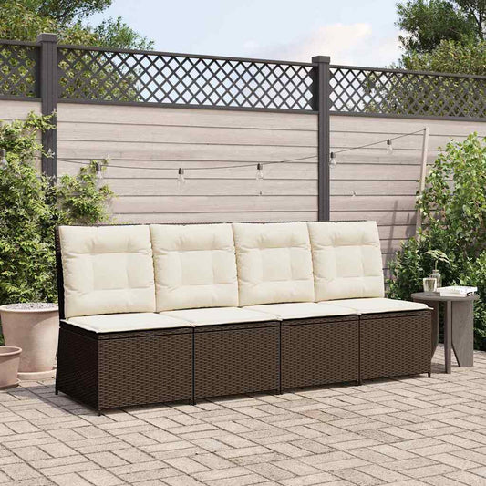 Divano da giardino con cuscino Marrone Poly Rattan - homemem39
