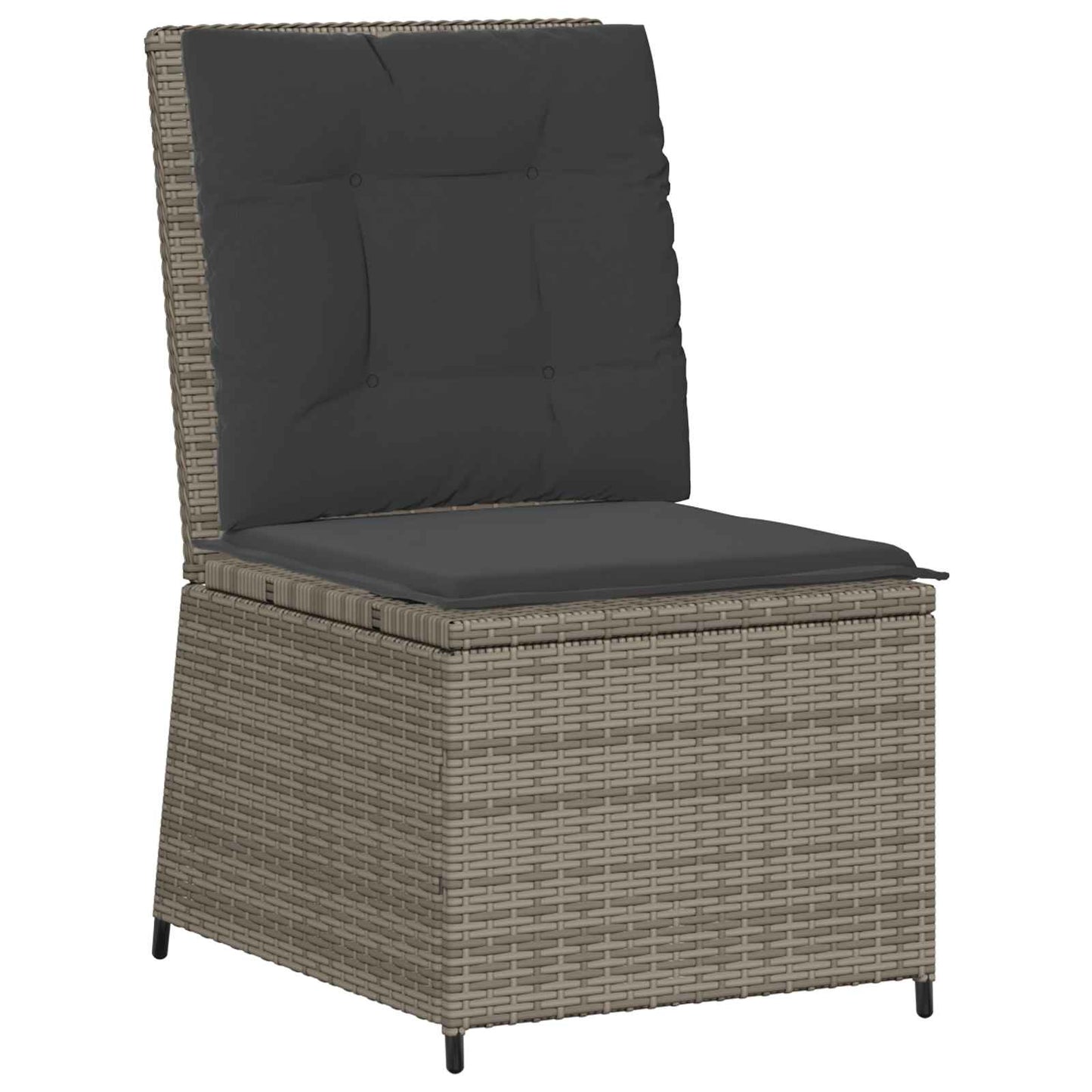 Divano da giardino con cuscino Grigio polyrattan