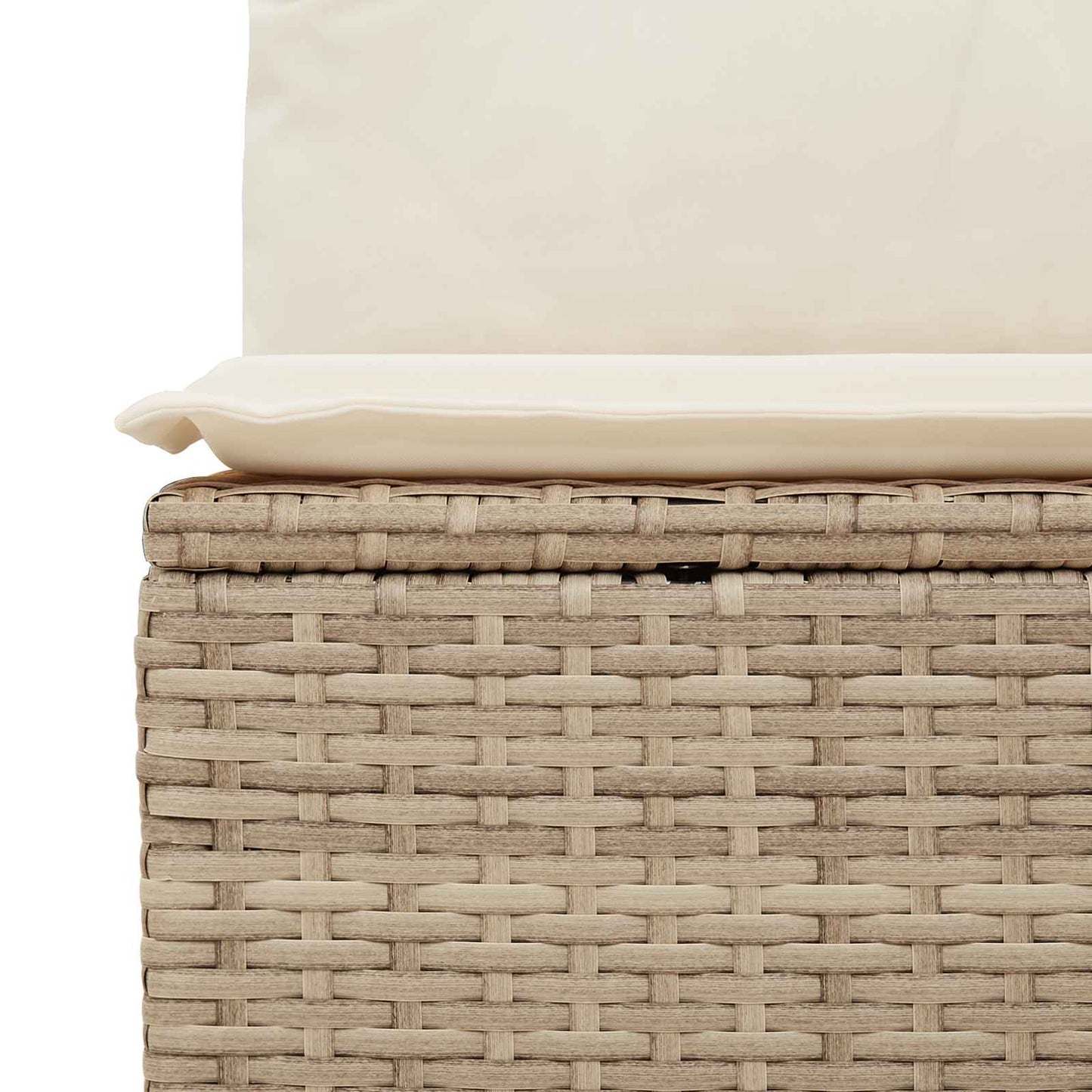 Divano da giardino con cuscino Nero e Bianco Crema polyrattan