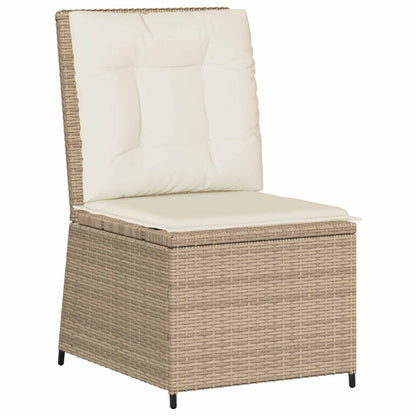 Divano da giardino con cuscino Nero e Bianco Crema polyrattan