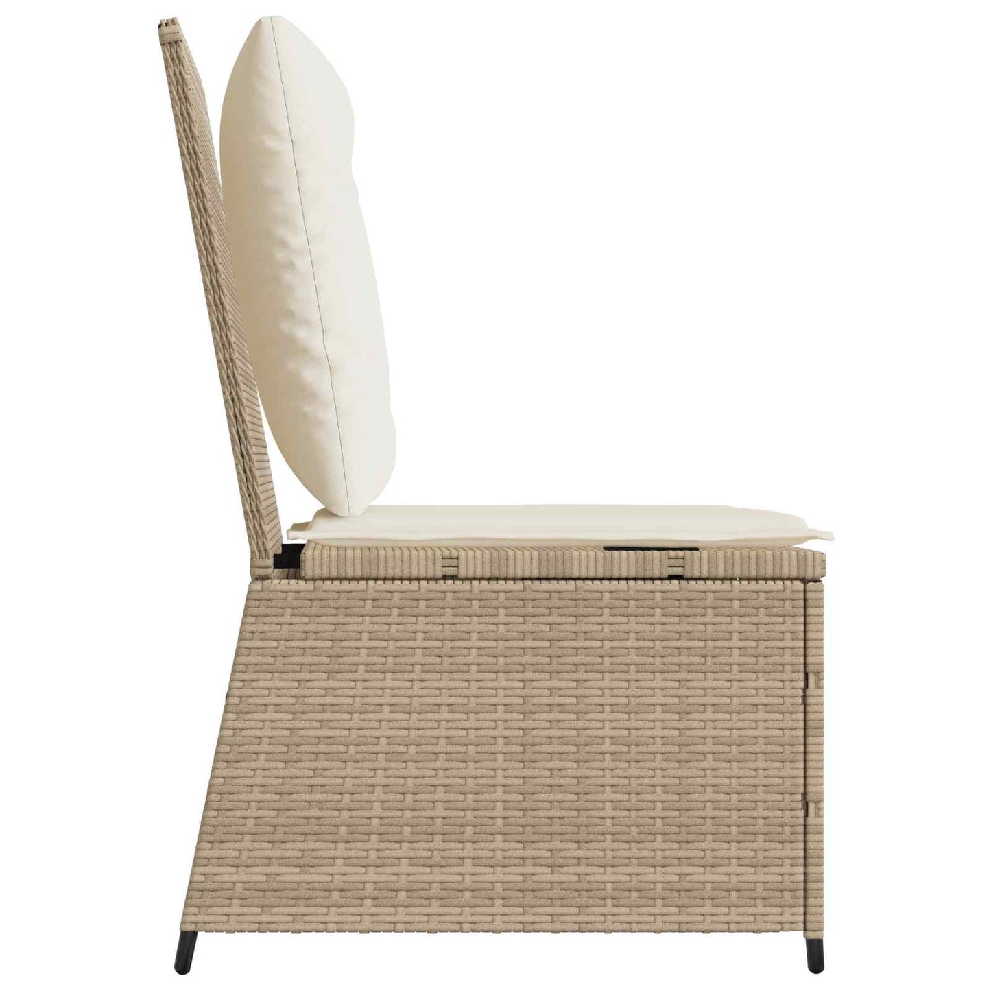 Divano da giardino con cuscino Nero e Bianco Crema polyrattan