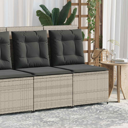 Divano da giardino con cuscino Grigio chiaro polyrattan