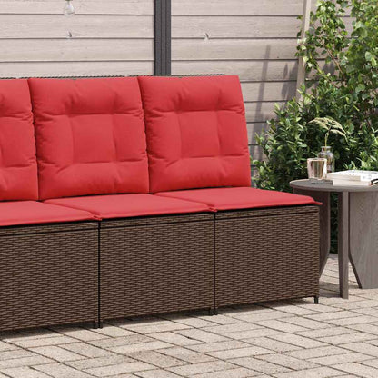 Divano da giardino con cuscino Marrone e Rosso polyrattan | homemem39