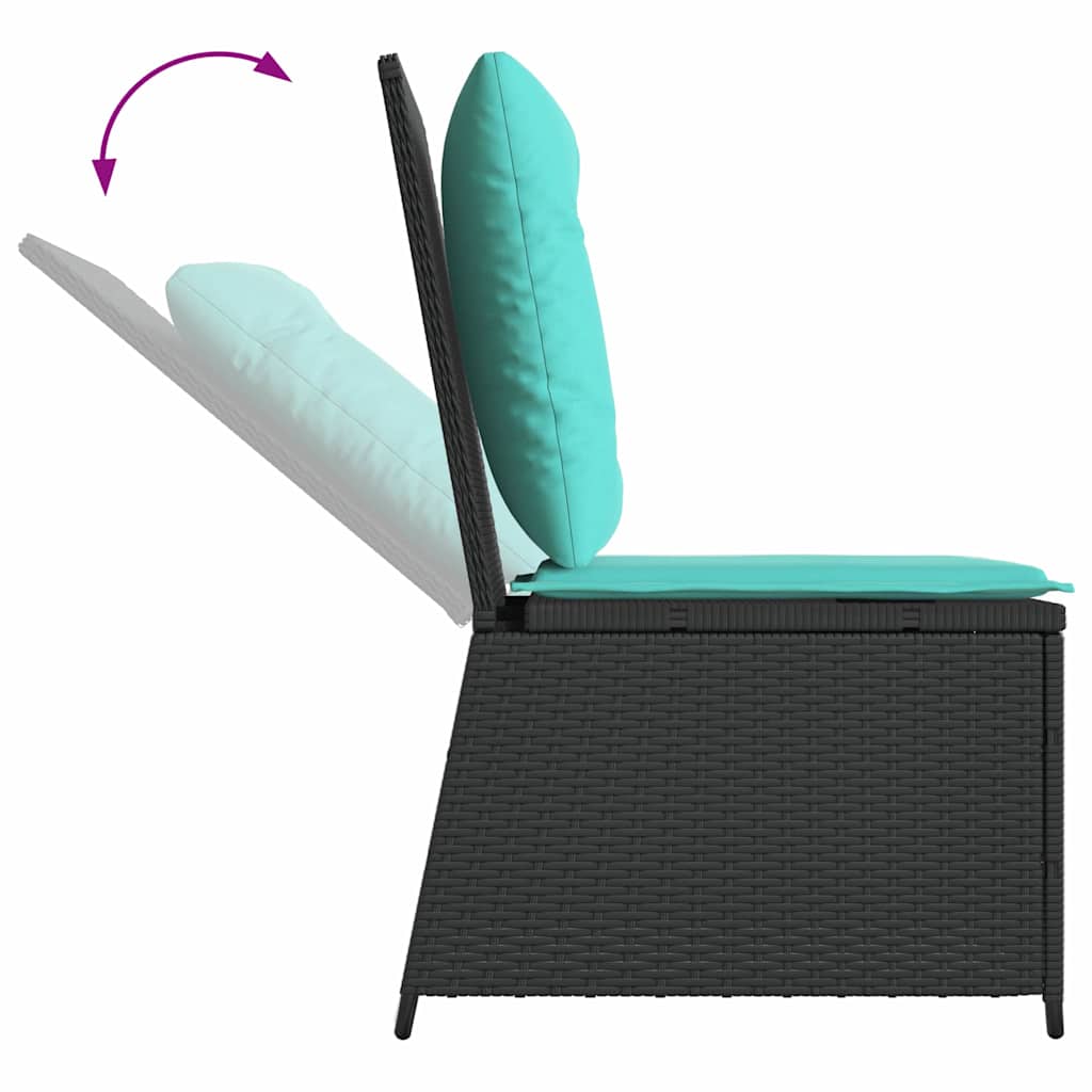 Divano da giardino con cuscino Nero e Turchese polyrattan | homemem39