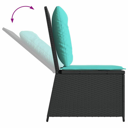 Divano da giardino con cuscino Nero e Turchese polyrattan | homemem39