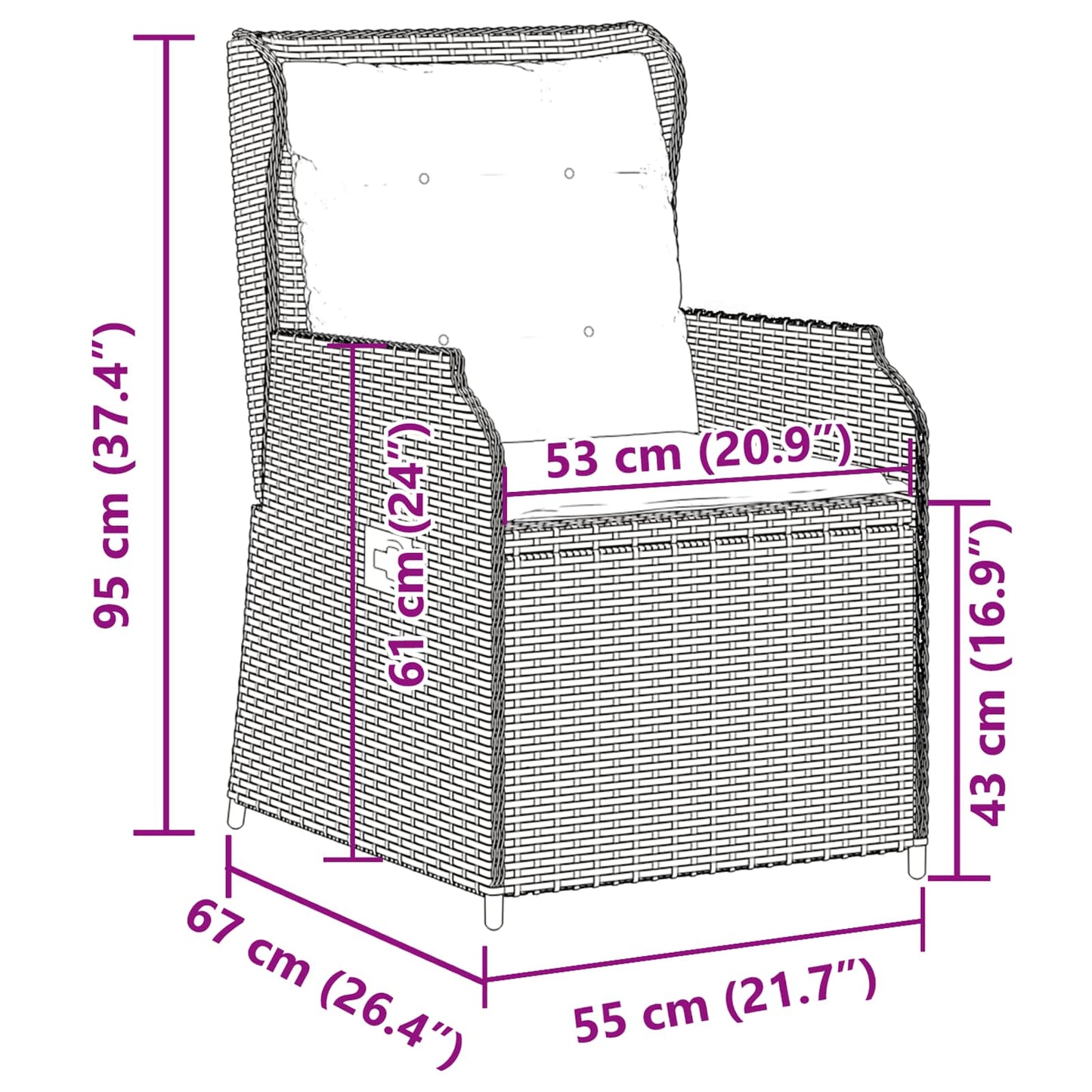 Panchina da giardino 2 pcs Marrone polyrattan