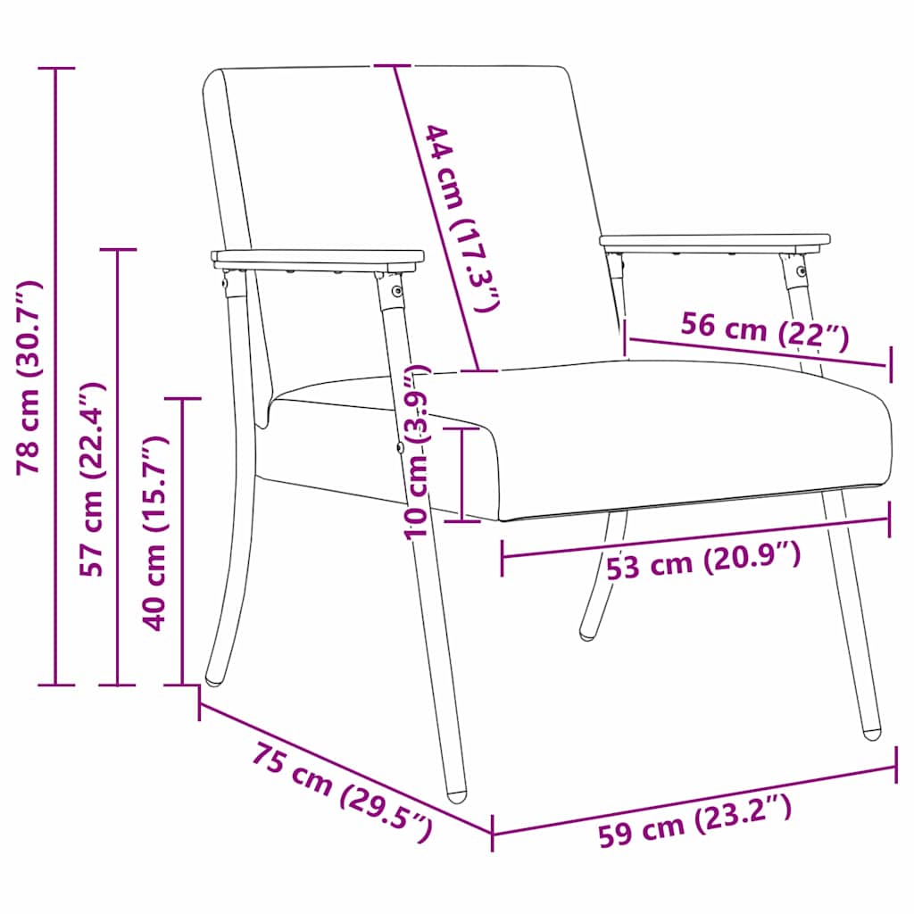 poltrona Rosso Vino 59 x 75 x 78 cm Tessuto