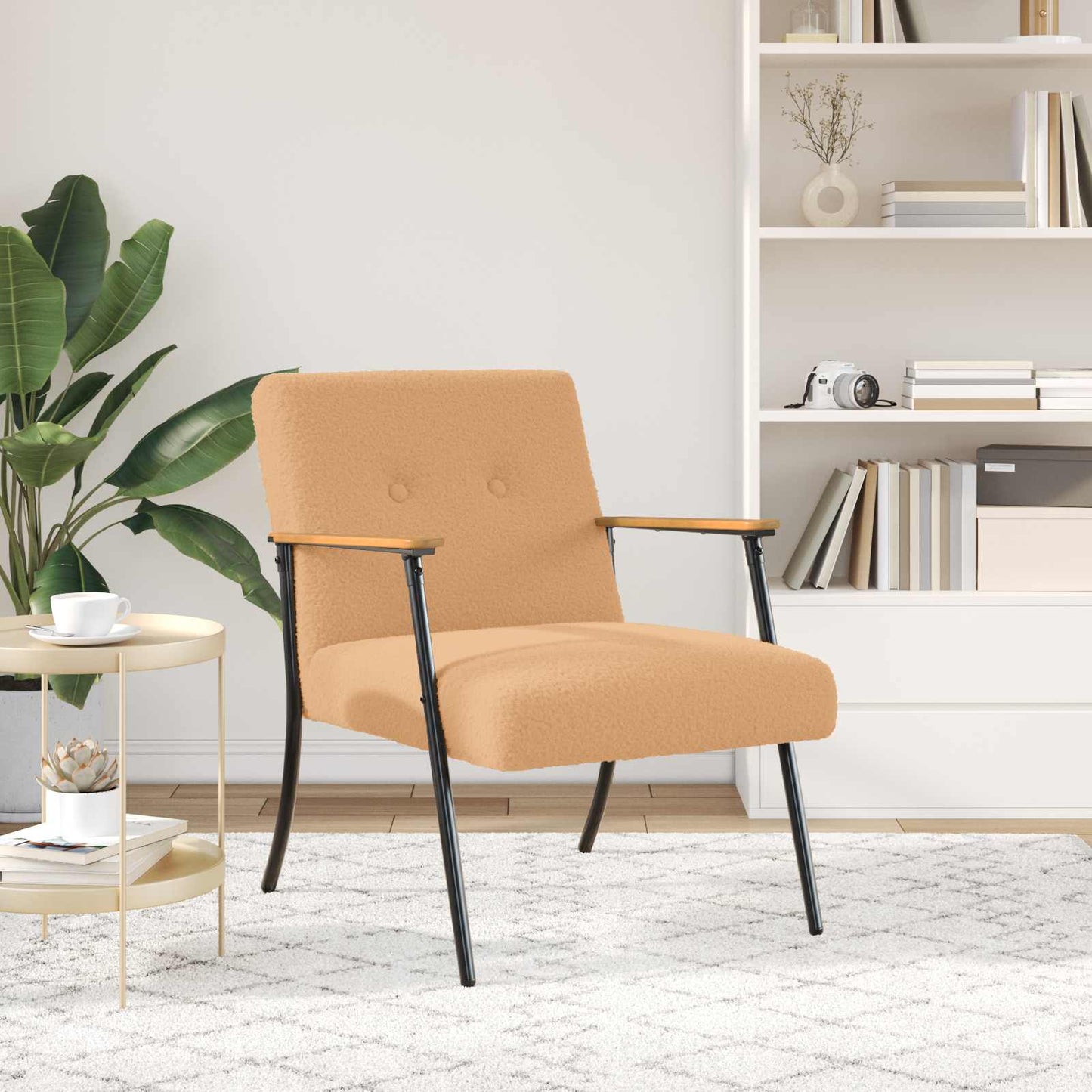 poltrona Beige Tessuto simile alla lana ricci | homemem39