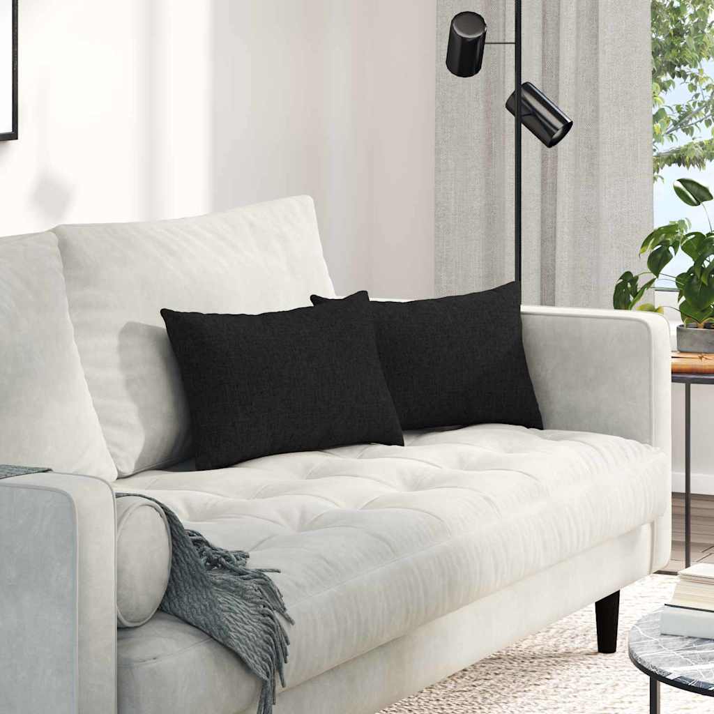 Cuscini da Divano 2 pcs Nero 50 x 30 cm Tessuto | homemem39