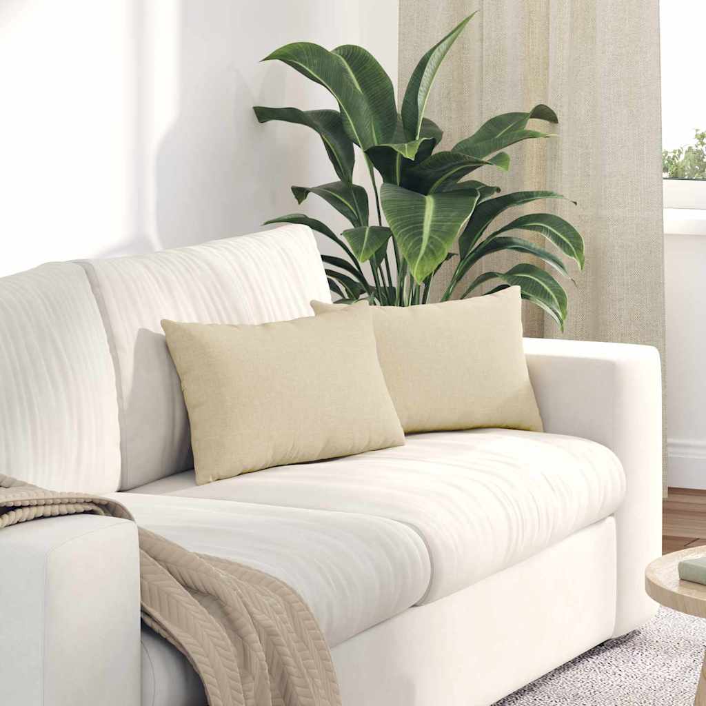 Cuscini da Divano 2 pcs Crema 50 x 30 cm Tessuto | homemem39