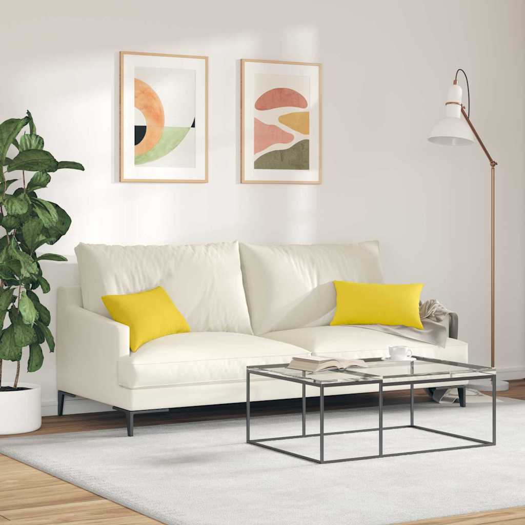 Cuscini da Divano 2 pcs Giallo Chiaro 50 x 30 cm Tessuto | homemem39