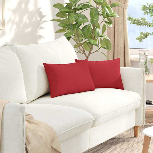 Cuscini da Divano 2 pcs Rosso 50 x 30 cm Tessuto | homemem39