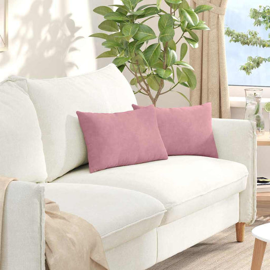 Cuscini da Divano 2 pcs Rosa 50 x 30 cm Tessuto in Cords | homemem39