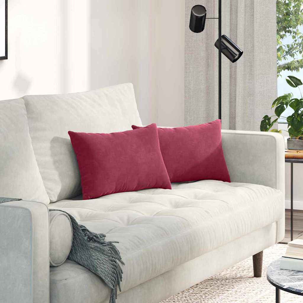Cuscini da Divano 2 pcs Rosso vino 50 x 30 cm Tessuto in Cords | homemem39