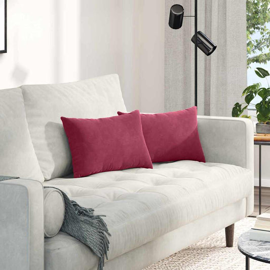 Cuscini da Divano 2 pcs Rosso vino 50 x 30 cm Tessuto in Cords | homemem39