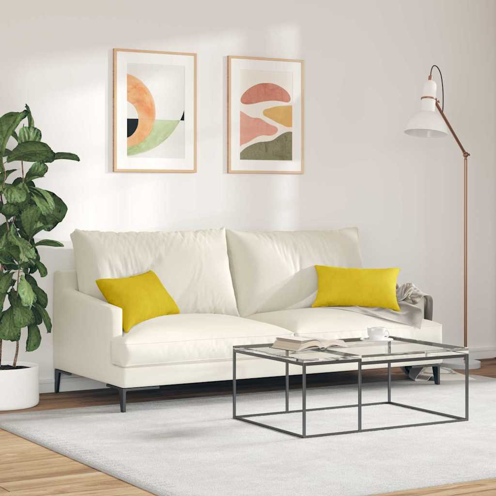 Cuscini da Divano 2 pcs Giallo 50 x 30 cm Tessuto in Cords | homemem39