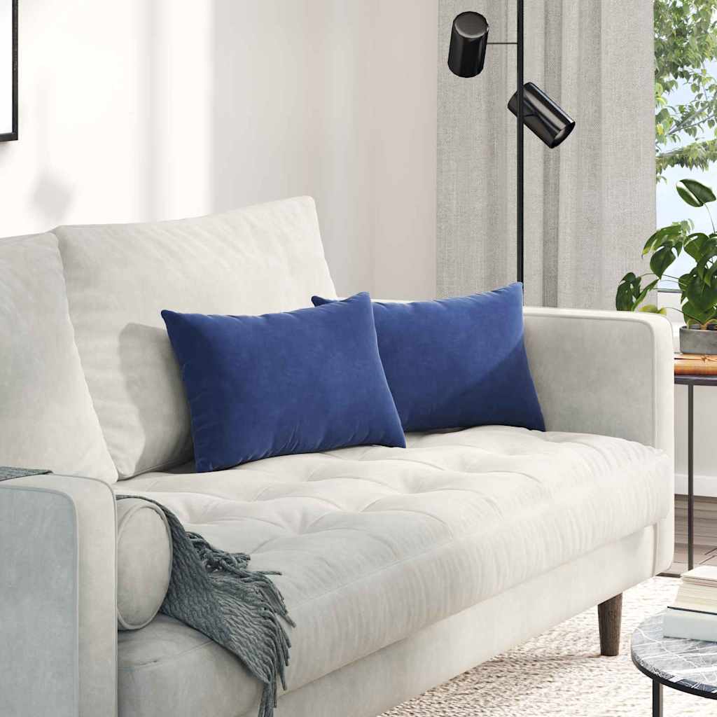 Cuscini da Divano 2 pcs Blu Polizia 50 x 30 cm Tessuto in Cords | homemem39