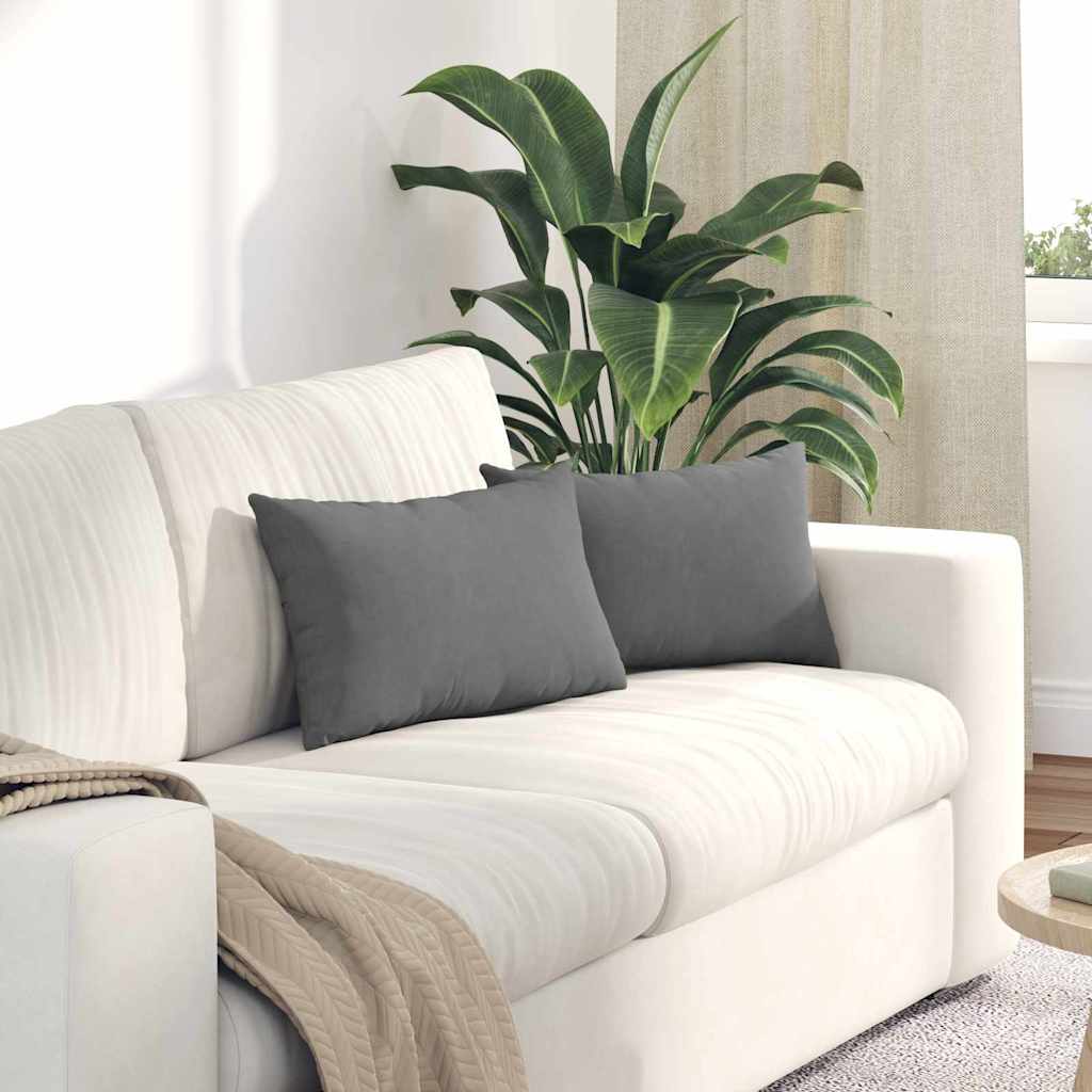 Cuscini da Divano 2 pcs Grigio scuro 50 x 30 cm Tessuto | homemem39