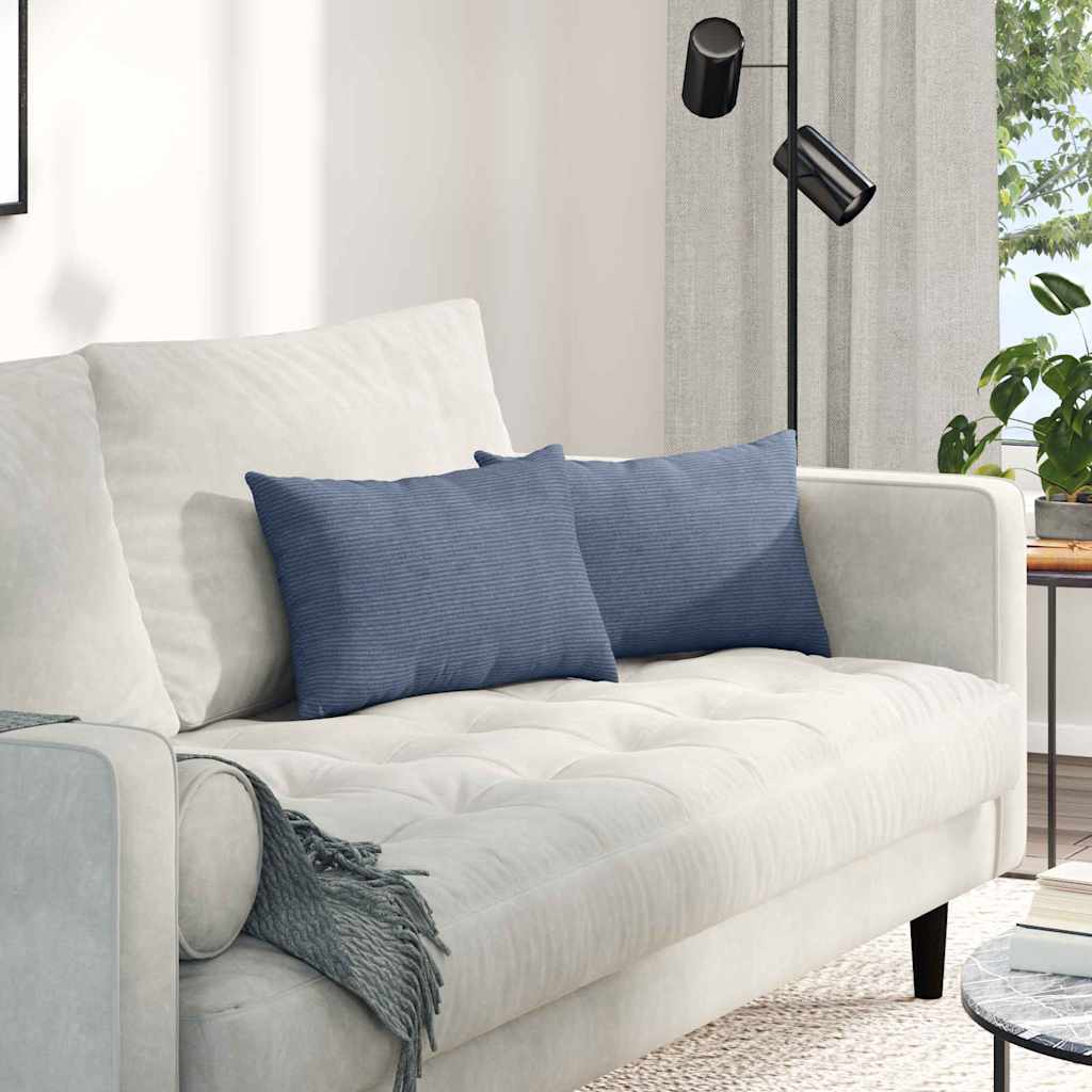 Cuscini da Divano 2 pcs Blu 50 x 30 cm Tessuto in Cords | homemem39